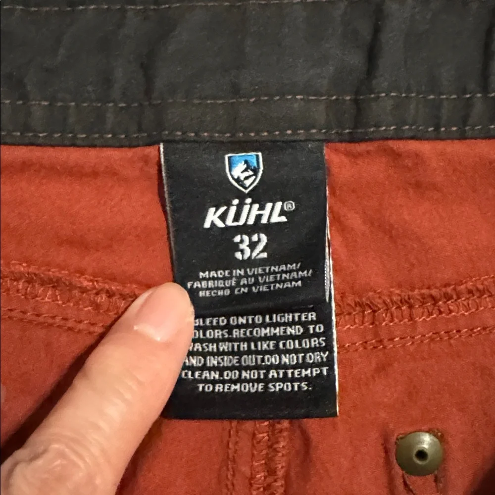 Kuhl Revolvr Shorts Red Brown Patinadye Cotton Gorpcore Outdoor UPF Casual-32